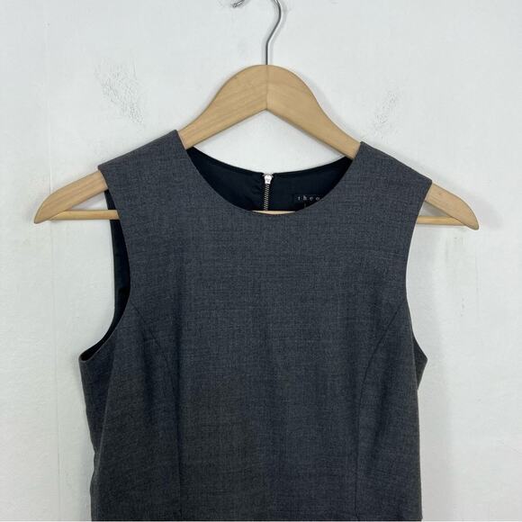 Theory Colette Charcoal Gray Wool Blend Sheath Dress Size 2 - Picture 9 of 14